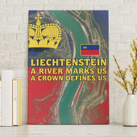 Liechtenstein Canvas Wall Art with Red Blue Aerial River Design and Yellow Crown Emblem - Wonder Print Shop