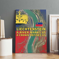 Liechtenstein Canvas Wall Art with Red Blue Aerial River Design and Yellow Crown Emblem - Wonder Print Shop