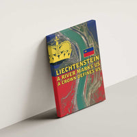 Liechtenstein Canvas Wall Art with Red Blue Aerial River Design and Yellow Crown Emblem - Wonder Print Shop