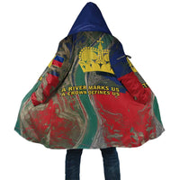 Liechtenstein Cloak with Red Blue Aerial River Design and Yellow Crown Emblem - Wonder Print Shop