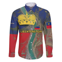 Liechtenstein Family Matching Puletasi and Hawaiian Shirt with Red Blue Aerial River Design and Yellow Crown Emblem - Wonder Print Shop