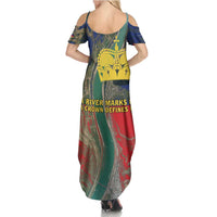 Liechtenstein Family Matching Summer Maxi Dress and Hawaiian Shirt with Red Blue Aerial River Design and Yellow Crown Emblem - Wonder Print Shop