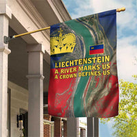 Liechtenstein Garden Flag with Red Blue Aerial River Design and Yellow Crown Emblem - Wonder Print Shop
