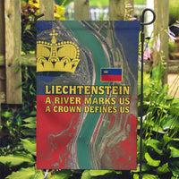 Liechtenstein Garden Flag with Red Blue Aerial River Design and Yellow Crown Emblem - Wonder Print Shop