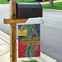 Liechtenstein Garden Flag with Red Blue Aerial River Design and Yellow Crown Emblem - Wonder Print Shop