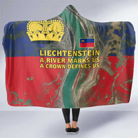 Liechtenstein Hooded Blanket with Red Blue Aerial River Design and Yellow Crown Emblem - Wonder Print Shop