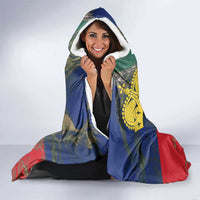 Liechtenstein Hooded Blanket with Red Blue Aerial River Design and Yellow Crown Emblem - Wonder Print Shop