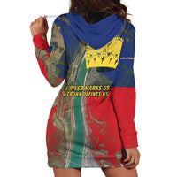 Liechtenstein Hoodie Dress with Red Blue Aerial River Design and Yellow Crown Emblem - Wonder Print Shop