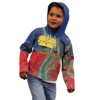 Liechtenstein Kid Hoodie with Red Blue Aerial River Design and Yellow Crown Emblem - Wonder Print Shop