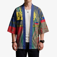 Liechtenstein Kimono with Red Blue Aerial River Design and Yellow Crown Emblem - Wonder Print Shop