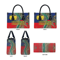 Liechtenstein Leather Bag with Red Blue Aerial River Design and Yellow Crown Emblem - Wonder Print Shop
