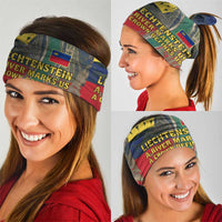 Liechtenstein Neck Gaiter with Red Blue Aerial River Design and Yellow Crown Emblem - Wonder Print Shop