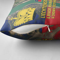 Liechtenstein Pillow Cover with Red Blue Aerial River Design and Yellow Crown Emblem - Wonder Print Shop