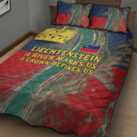 Liechtenstein Quilt Bed Set with Red Blue Aerial River Design and Yellow Crown Emblem - Wonder Print Shop