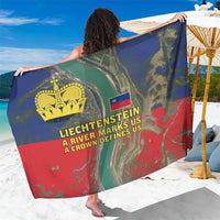 Liechtenstein Sarong with Red Blue Aerial River Design and Yellow Crown Emblem - Wonder Print Shop