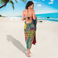 Liechtenstein Sarong with Red Blue Aerial River Design and Yellow Crown Emblem - Wonder Print Shop