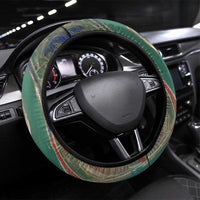 Liechtenstein Steering Wheel Cover with Red Blue Aerial River Design and Yellow Crown Emblem - Wonder Print Shop