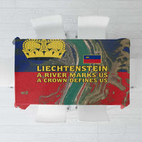 Liechtenstein Tablecloth with Red Blue Aerial River Design and Yellow Crown Emblem - Wonder Print Shop