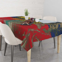 Liechtenstein Tablecloth with Red Blue Aerial River Design and Yellow Crown Emblem - Wonder Print Shop