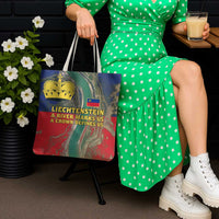 Liechtenstein Tote Bag with Red Blue Aerial River Design and Yellow Crown Emblem - Wonder Print Shop