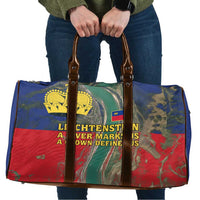 Liechtenstein Travel Bag with Red Blue Aerial River Design and Yellow Crown Emblem - Wonder Print Shop