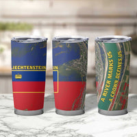 Liechtenstein Tumbler Cup with Red Blue Aerial River Design and Yellow Crown Emblem - Wonder Print Shop