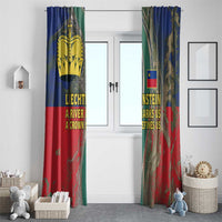 Liechtenstein Window Curtain with Red Blue Aerial River Design and Yellow Crown Emblem - Wonder Print Shop