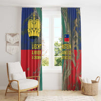 Liechtenstein Window Curtain with Red Blue Aerial River Design and Yellow Crown Emblem - Wonder Print Shop