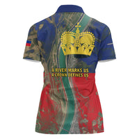 Liechtenstein Women Polo Shirt with Red Blue Aerial River Design and Yellow Crown Emblem - Wonder Print Shop