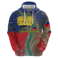 Liechtenstein Zip Hoodie with Red Blue Aerial River Design and Yellow Crown Emblem - Wonder Print Shop