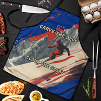 Liechtenstein Apron with Alpine Skiing Red Blue Design and Mountain Landscape - Wonder Print Shop