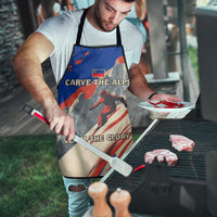 Liechtenstein Apron with Alpine Skiing Red Blue Design and Mountain Landscape - Wonder Print Shop