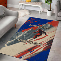 Liechtenstein Area Rug with Alpine Skiing Red Blue Design and Mountain Landscape - Wonder Print Shop