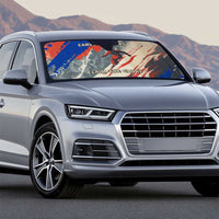 Liechtenstein Auto Sun Shade with Alpine Skiing Red Blue Design and Mountain Landscape - Wonder Print Shop