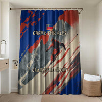 Liechtenstein Bathroom Set with Alpine Skiing Red Blue Design and Mountain Landscape - Wonder Print Shop