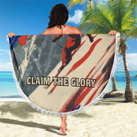 Liechtenstein Beach Blanket with Alpine Skiing Red Blue Design and Mountain Landscape - Wonder Print Shop