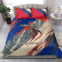 Liechtenstein Bedding Set with Alpine Skiing Red Blue Design and Mountain Landscape - Wonder Print Shop