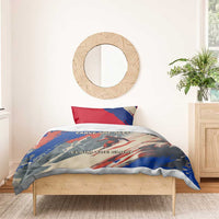 Liechtenstein Bedding Set with Alpine Skiing Red Blue Design and Mountain Landscape - Wonder Print Shop