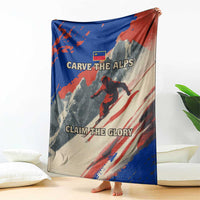 Liechtenstein Blanket with Alpine Skiing Red Blue Design and Mountain Landscape - Wonder Print Shop