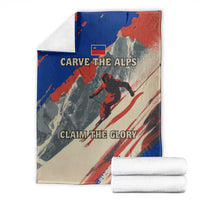 Liechtenstein Blanket with Alpine Skiing Red Blue Design and Mountain Landscape - Wonder Print Shop