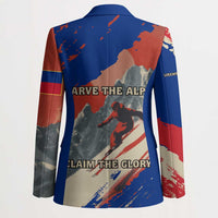 Liechtenstein Blazer with Alpine Skiing Red Blue Design and Mountain Landscape - Wonder Print Shop