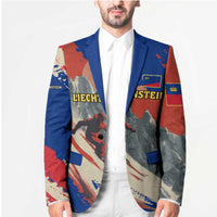Liechtenstein Blazer with Alpine Skiing Red Blue Design and Mountain Landscape - Wonder Print Shop