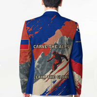Liechtenstein Blazer with Alpine Skiing Red Blue Design and Mountain Landscape - Wonder Print Shop