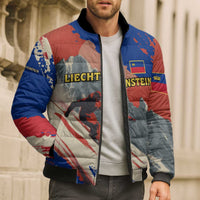 Liechtenstein Bomber Puffer Jacket with Alpine Skiing Red Blue Design and Mountain Landscape - Wonder Print Shop
