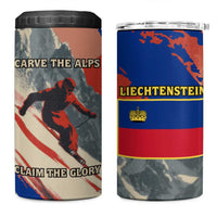 Liechtenstein 4 in 1 Can Cooler Tumbler with Alpine Skiing Red Blue Design and Mountain Landscape - Wonder Print Shop