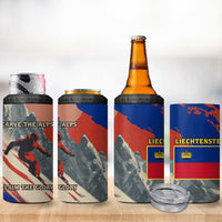 Liechtenstein 4 in 1 Can Cooler Tumbler with Alpine Skiing Red Blue Design and Mountain Landscape - Wonder Print Shop