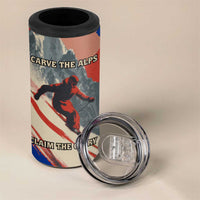 Liechtenstein 4 in 1 Can Cooler Tumbler with Alpine Skiing Red Blue Design and Mountain Landscape - Wonder Print Shop