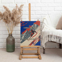 Liechtenstein Canvas Wall Art with Alpine Skiing Red Blue Design and Mountain Landscape - Wonder Print Shop