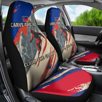 Liechtenstein Car Seat Cover with Alpine Skiing Red Blue Design and Mountain Landscape - Wonder Print Shop