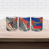 Liechtenstein Ceramic Mug with Alpine Skiing Red Blue Design and Mountain Landscape - Wonder Print Shop